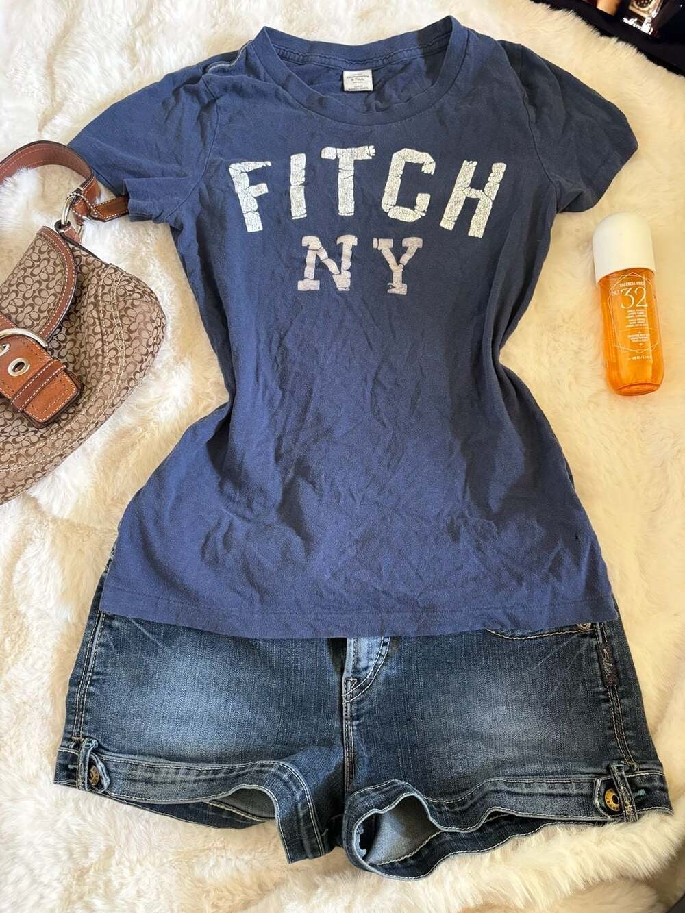 Abercrombie & Fitch Fitch NY Graphic T-Shirt Large Blue Cotton